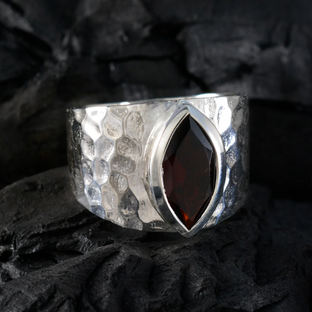 Garnet Solitaire Moroccan Silver Red Gems Statement Armor Ring Jewellery - Image 4