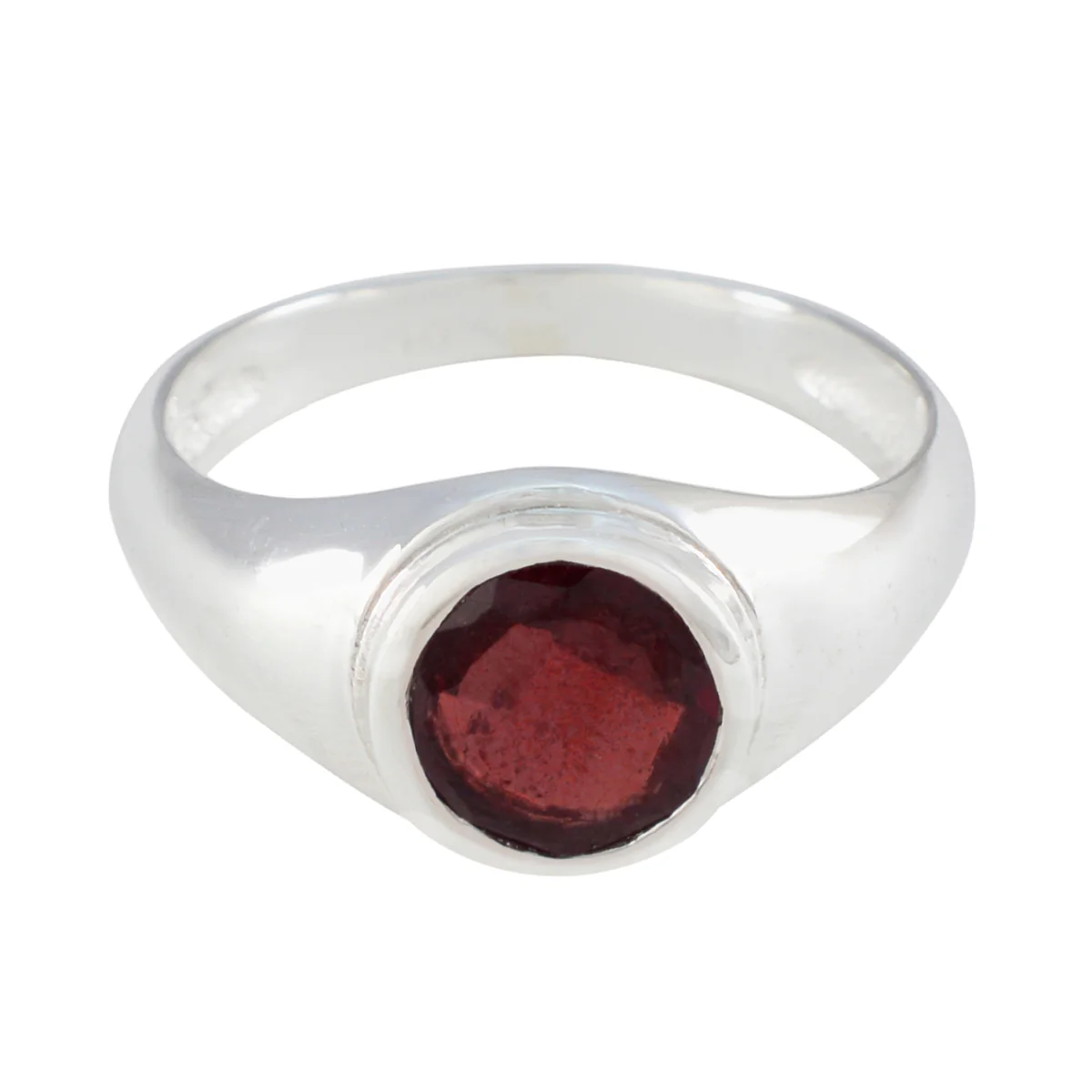 Garnet Solitaire Moroccan Sterling Silver Red Gemstones Slim Abstract Ring Jewelry