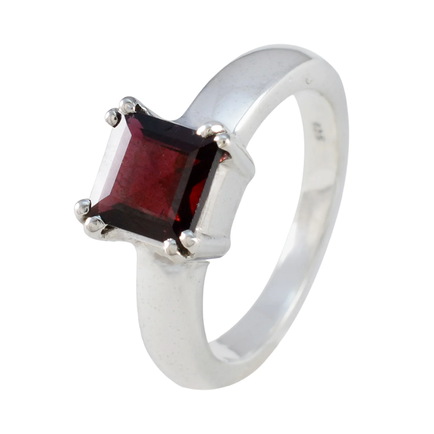 Garnet Solitaire Russian 92.5 Silver Red Gems Classic Glamorous Ring Jewelry - Image 2
