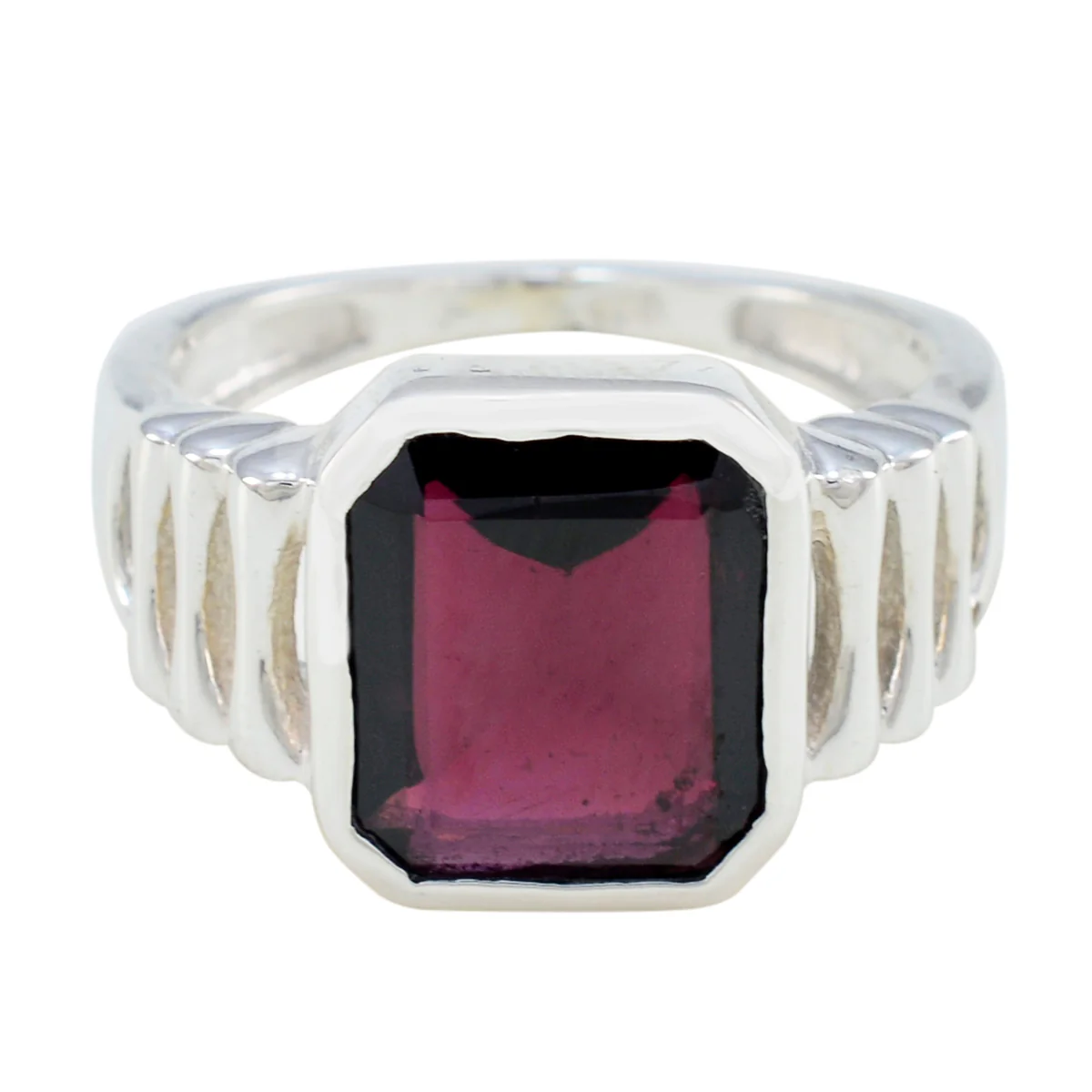 Garnet Solitaire Russian 92.5 Silver Red Gemstones Mid-weight Signet Ring Jewelry