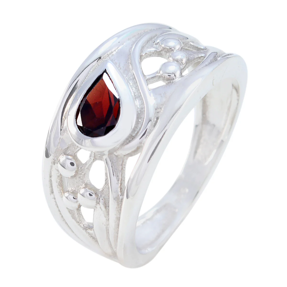 Garnet Solitaire Russian 925 Silver Red Gemstones Classic Promise Ring Jewellery - Image 2