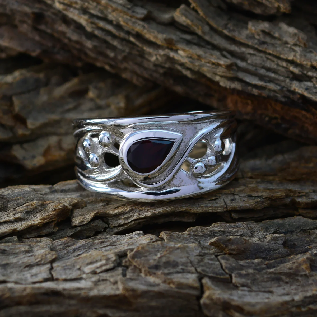 Garnet Solitaire Russian 925 Silver Red Gemstones Classic Promise Ring Jewellery - Image 3