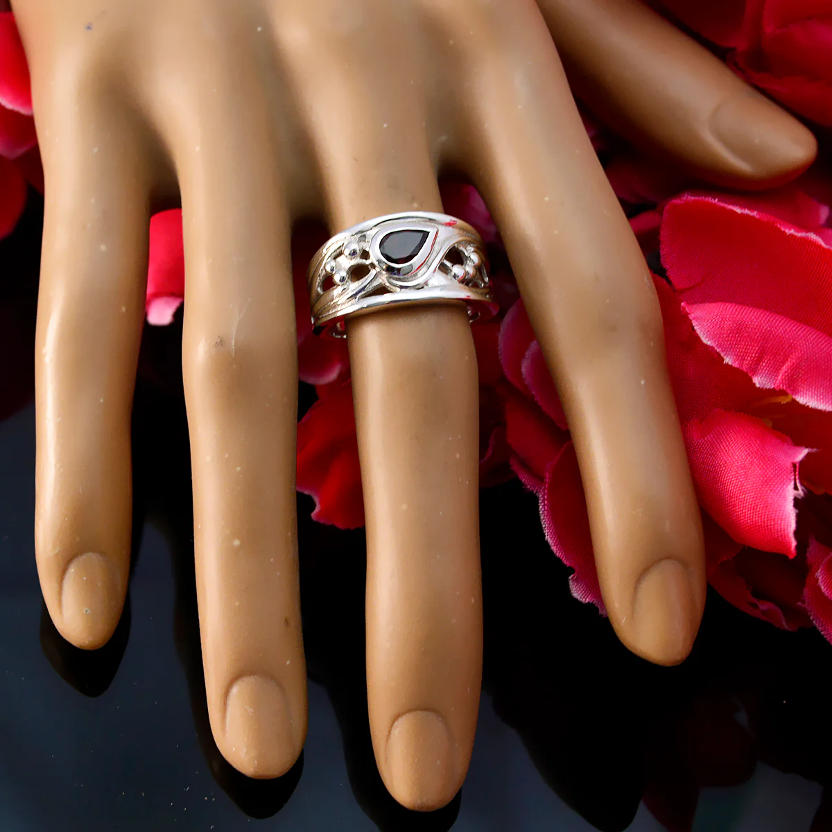 Garnet Solitaire Russian 925 Silver Red Gemstones Classic Promise Ring Jewellery - Image 5