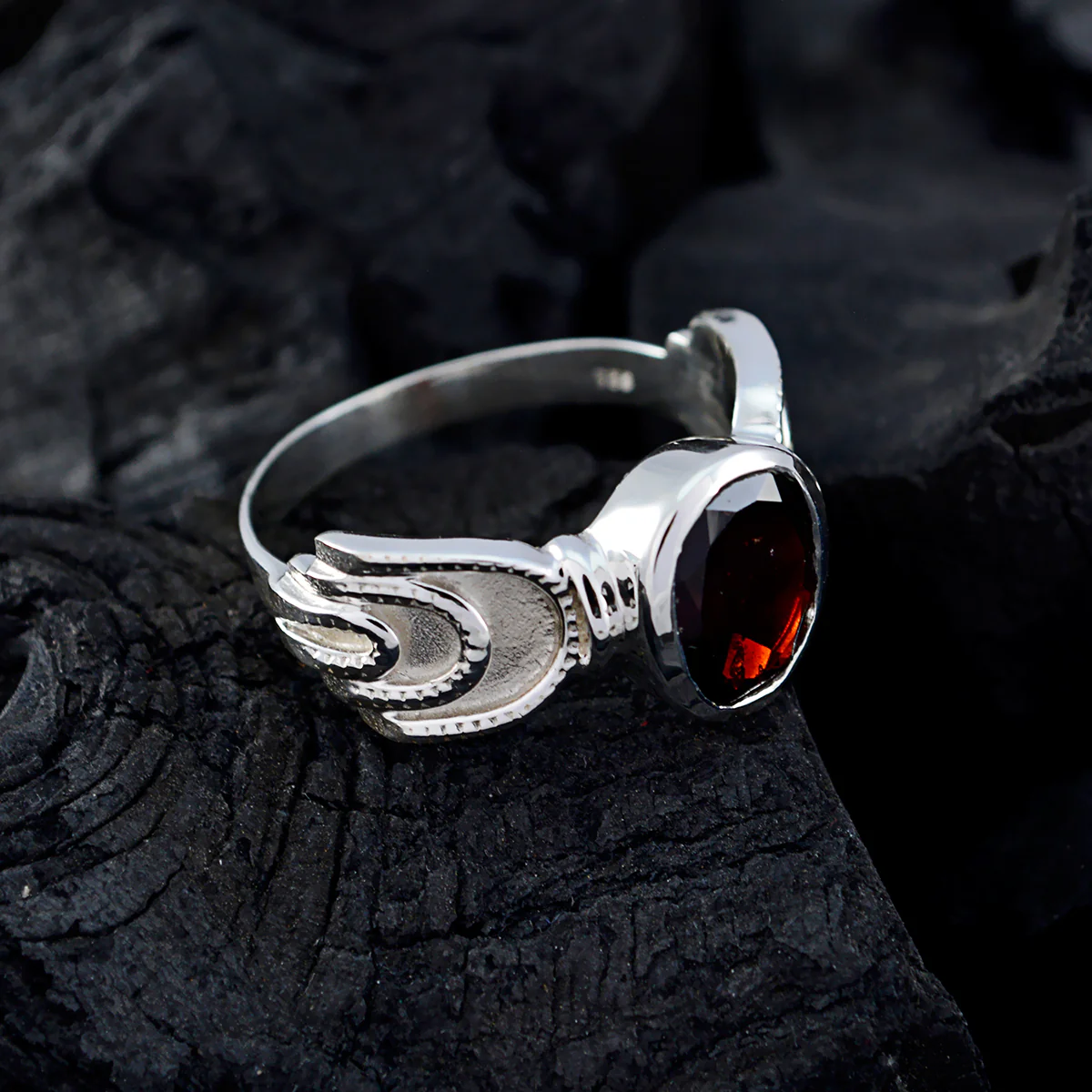 Garnet Solitaire Russian 925 Sterling Silver Red Gemstones Mid-weight Feminine Ring Jewelry - Image 5