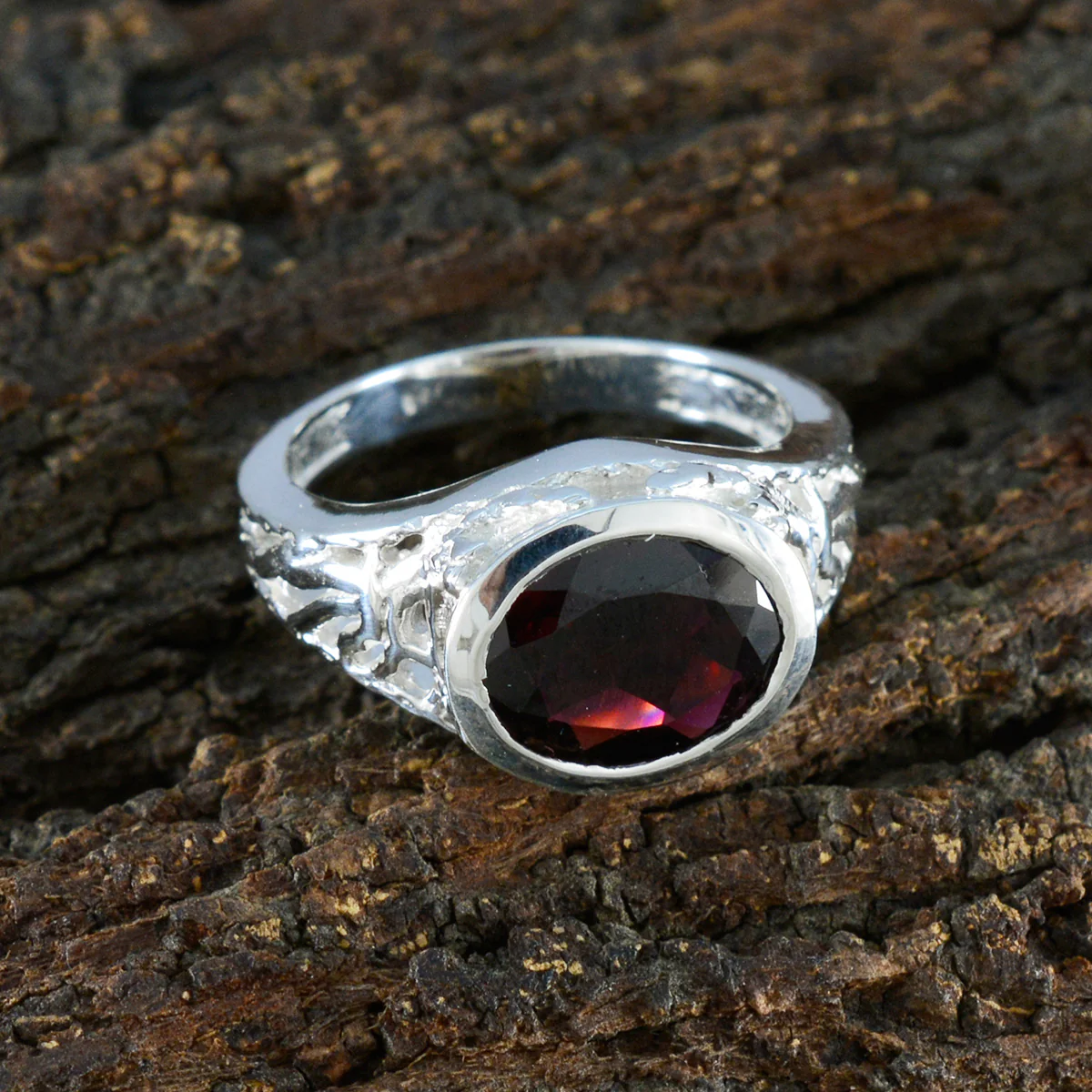 Garnet Solitaire Russian Sterling Silver Red Gems Mid-weight Sophisticated Ring Jewelry - Image 3