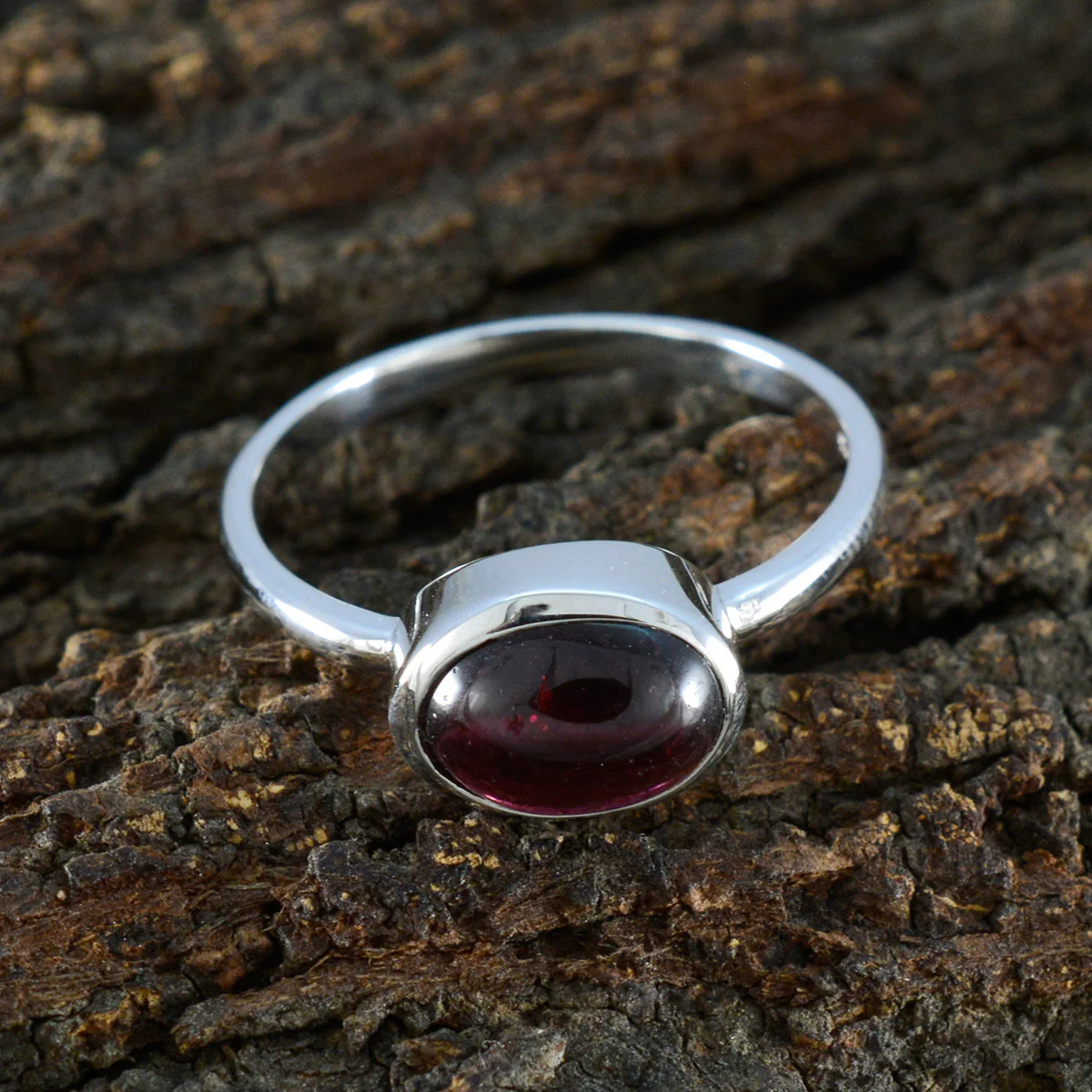 Garnet Solitaire Turkish Silver Red Gemstones Dainty Abstract Ring Jewellery - Image 3