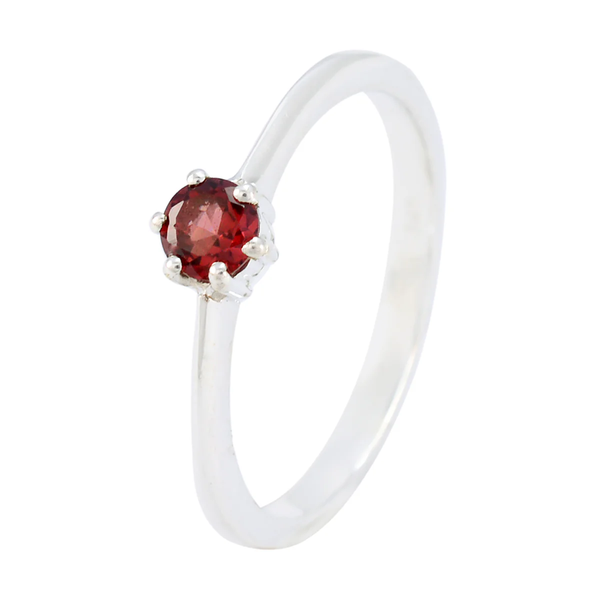 Garnet Solitaire Turkish Sterling Silver Red Gemstone Elegant  Graceful Ring Jewelry - Image 2