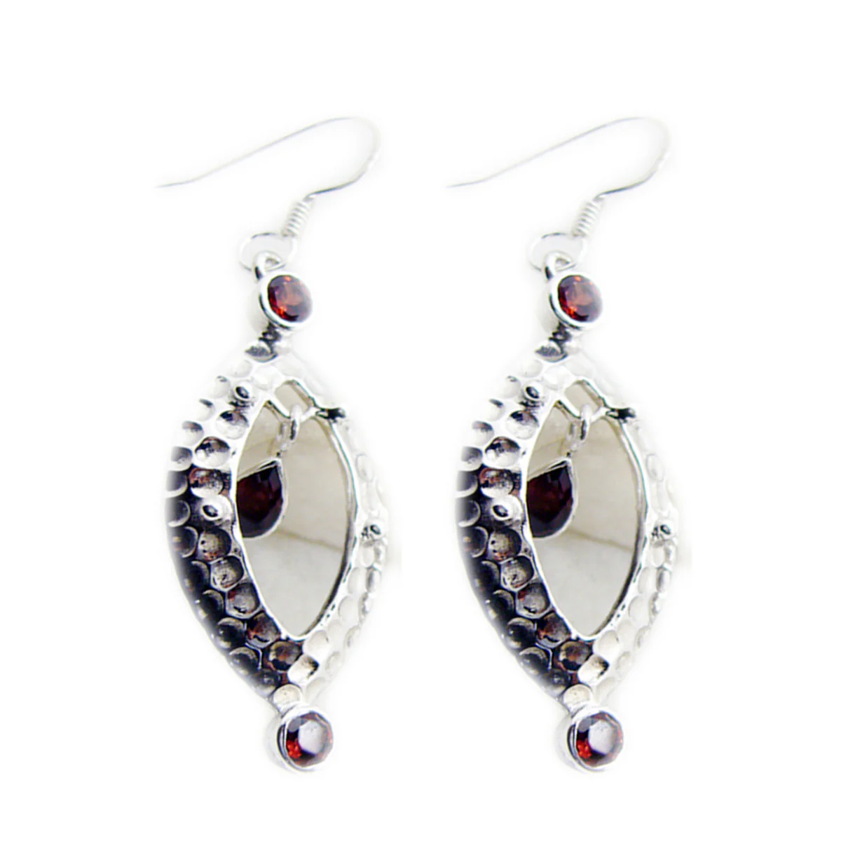 Garnet Spanish Freya multiple Dangle Red Silver Earring