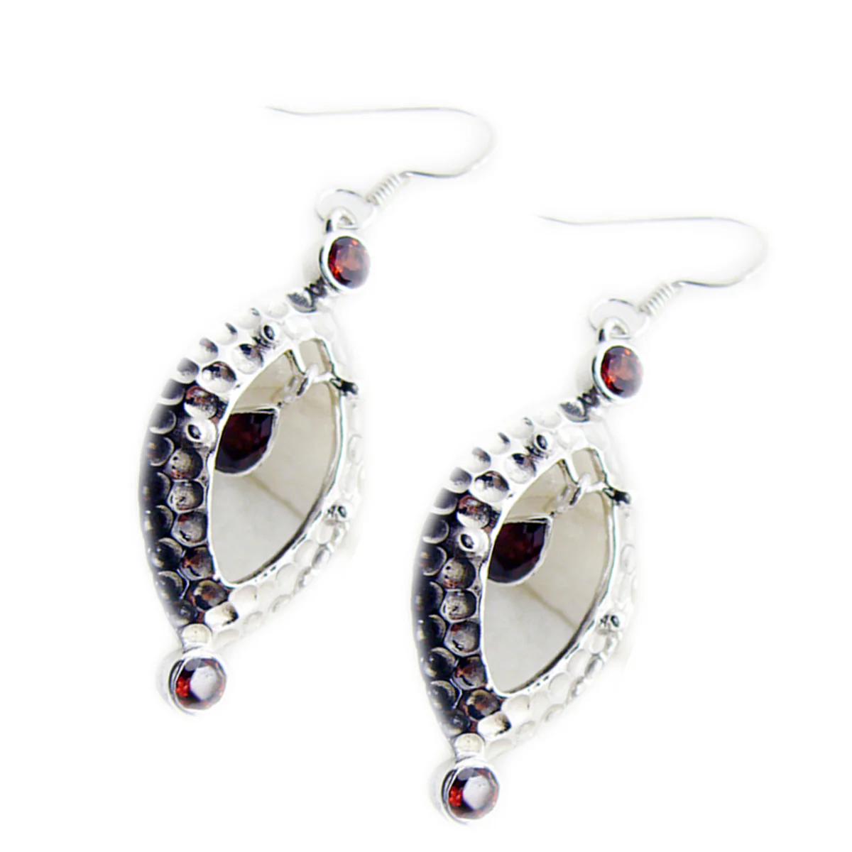 Garnet Spanish Freya multiple Dangle Red Silver Earring - Image 2
