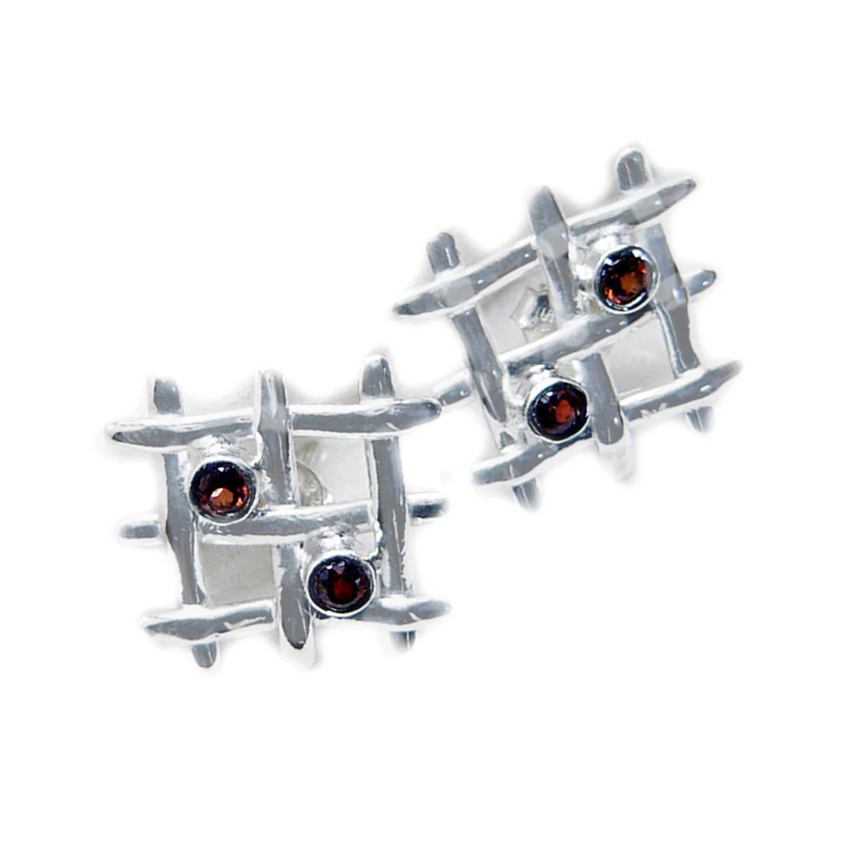 Garnet Spanish Luisa multiple Stud Red 92.5 Silver Earring - Image 3