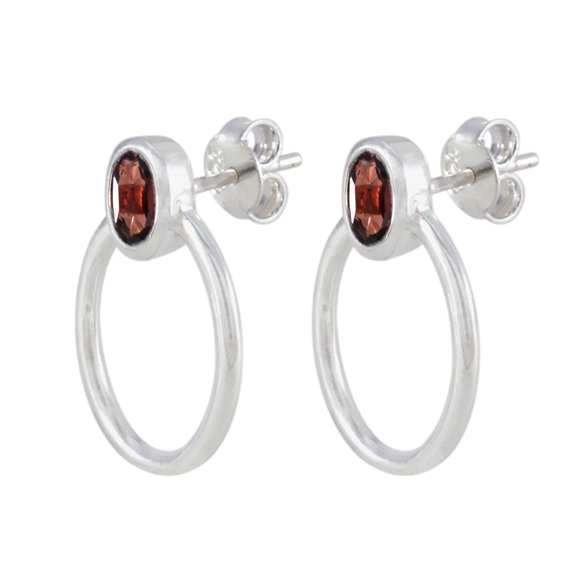Garnet Spanish Pauline Solitaire Stud Red 92.5 Silver Earring - Image 2