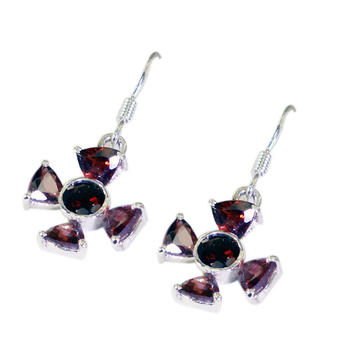 Garnet Spanish Sakura multiple Dangle Red 925 Silver Earring - Image 2