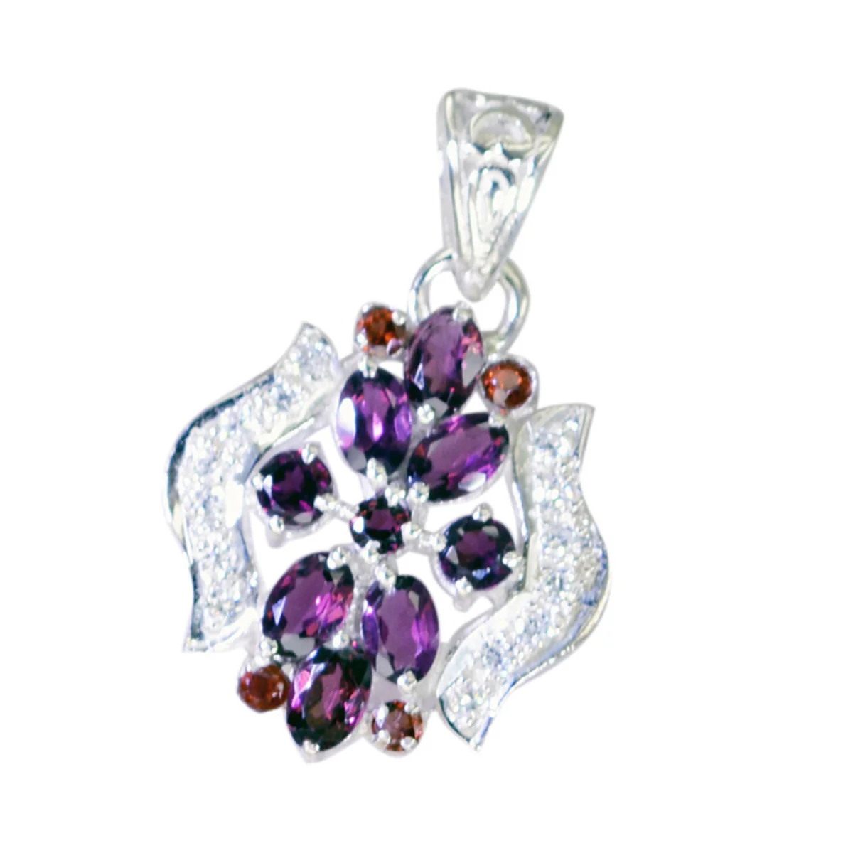 Garnet Statement Middle Eastern Sterling Silver multiple Skylar Bubble Red Pendant Jewellery - Image 3