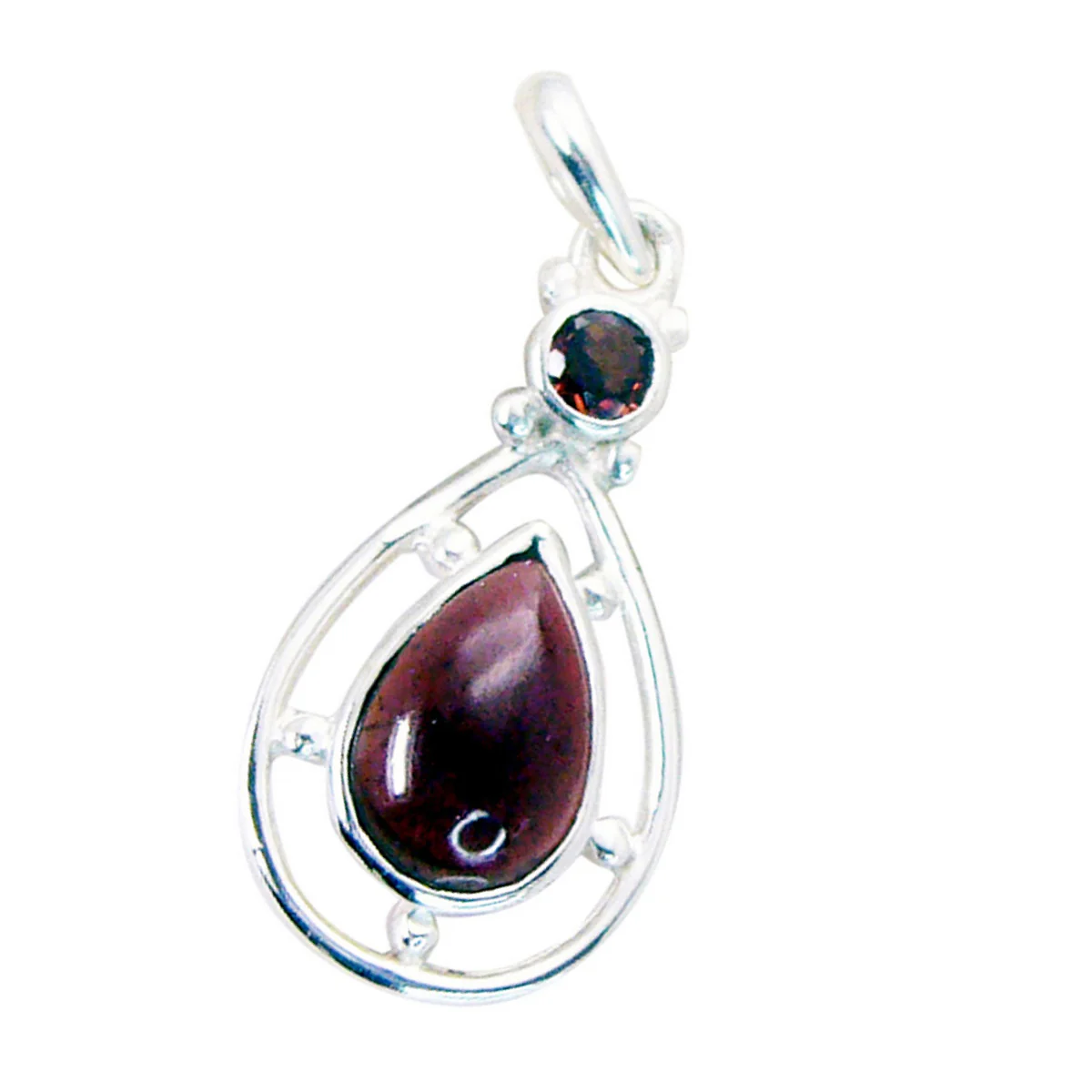 Garnet Tiny Egyptian 925 Silver Toi et Moi Greta Abstract Red Pendant Jewelry - Image 3
