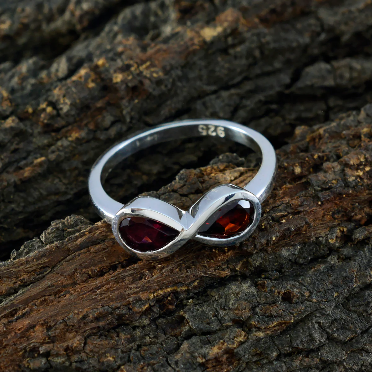Garnet Toi et Moi American 925 Sterling Silver Red Gemstones Dainty Romantic Ring Jewelry - Image 3