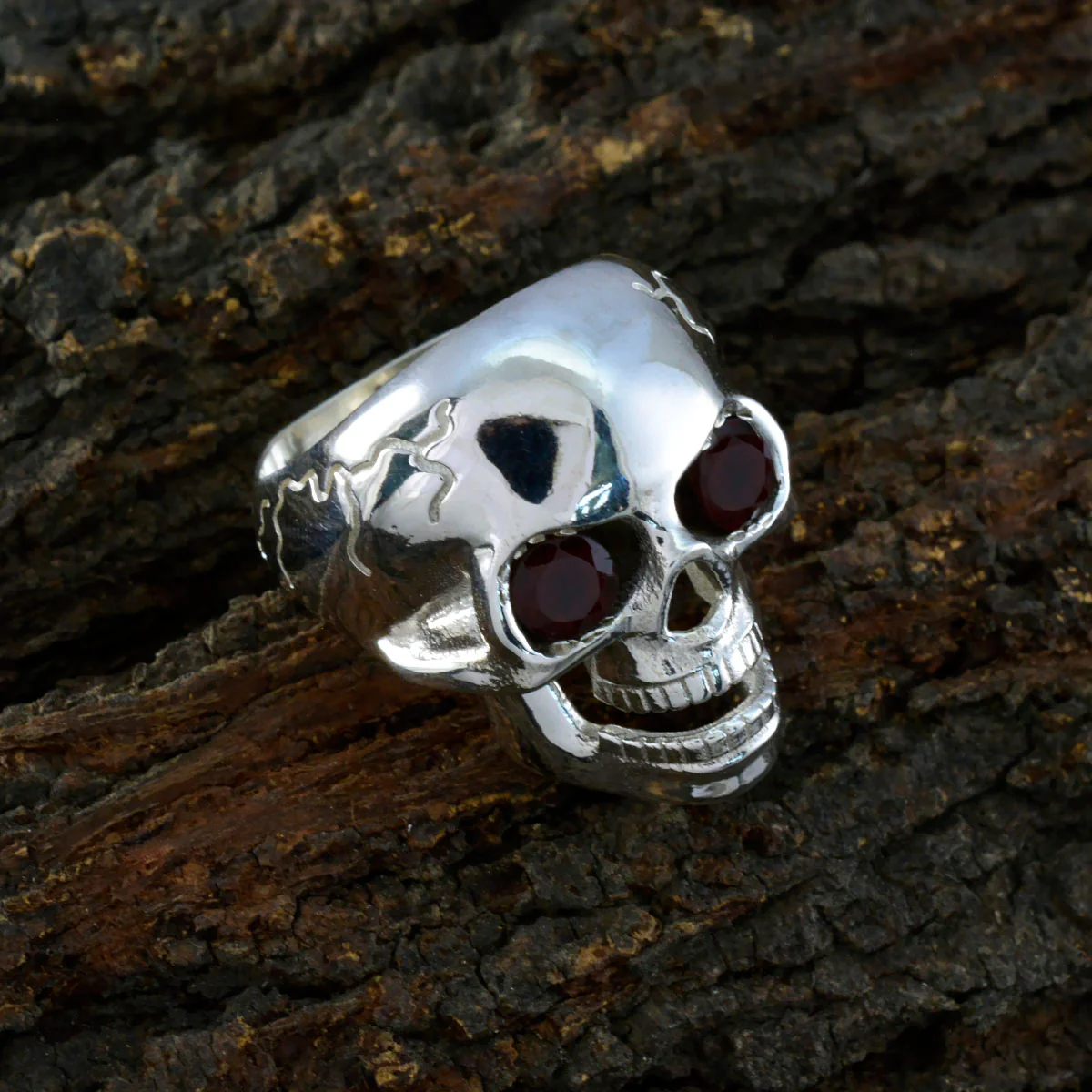 Garnet Toi et Moi Egyptian Silver Red Gems Chunky Ethnic Ring Jewellery - Image 3
