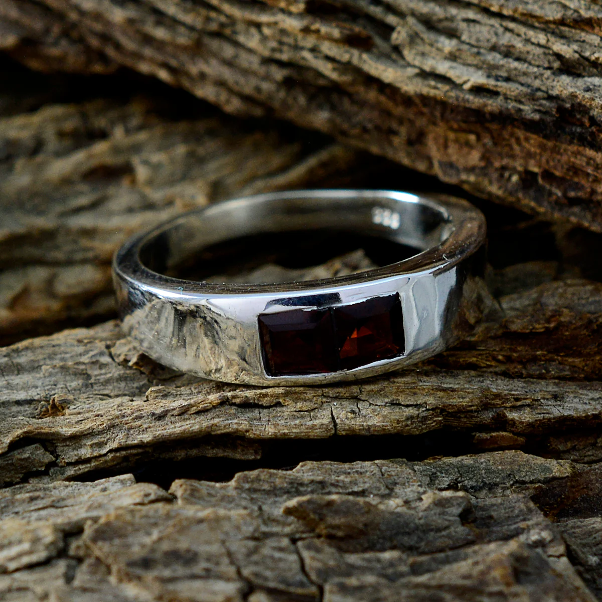Garnet Toi et Moi Russian Sterling Silver Red Gems Featherlight Trendy Ring Jewelry - Image 3