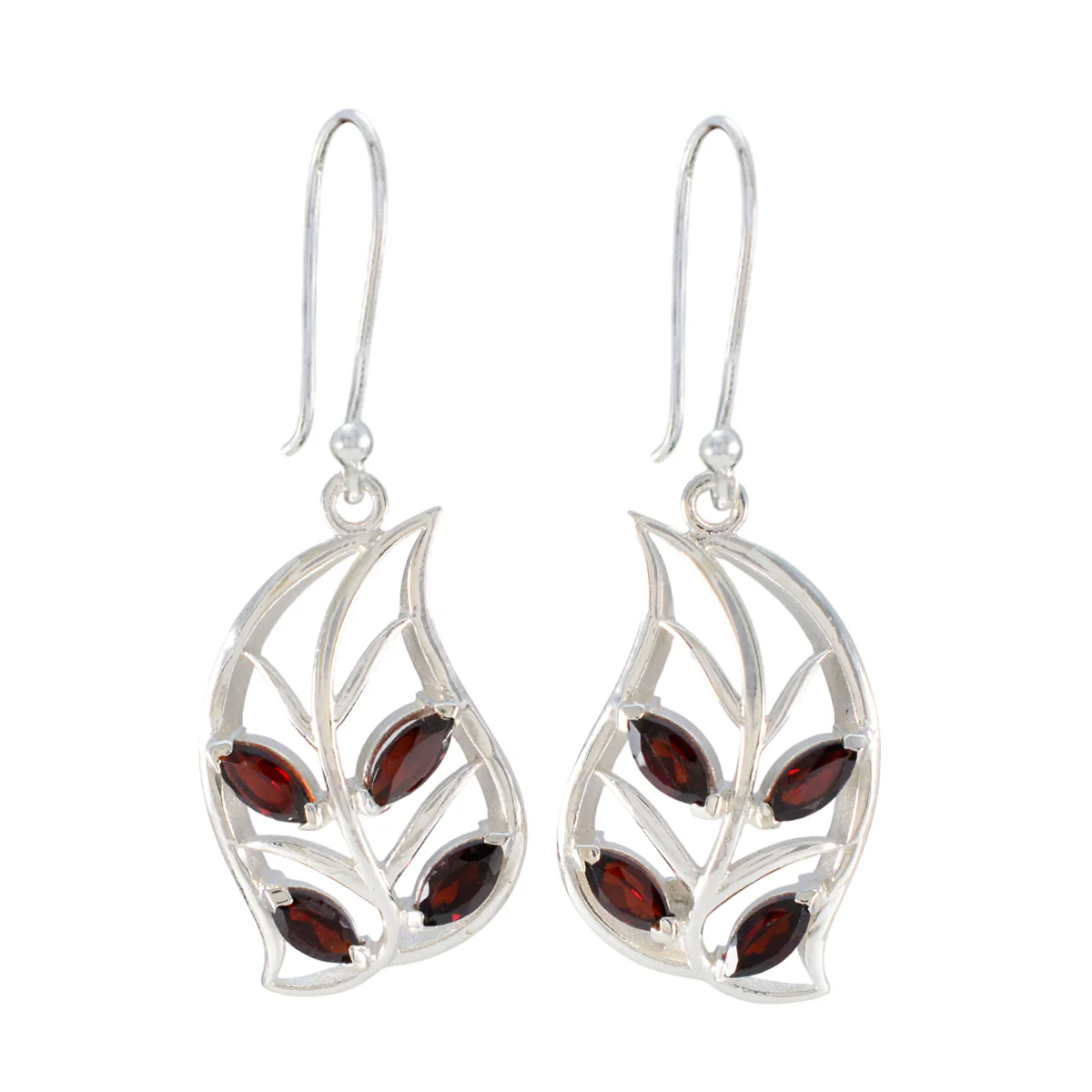 Garnet Turkish Juliaa multiple Dangle Red Sterling Silver Earring