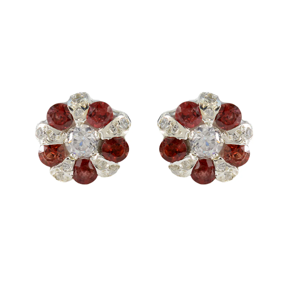 Garnet Turkish Lea multiple Stud Red 925 Silver Earring