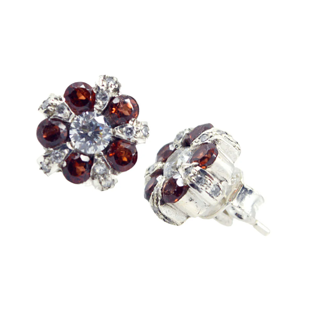 Garnet Turkish Lea multiple Stud Red 925 Silver Earring - Image 3