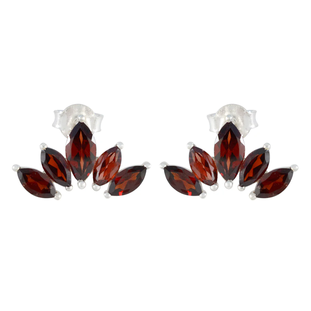 Garnet Turkish Mei multiple Stud Red Sterling Silver Earring