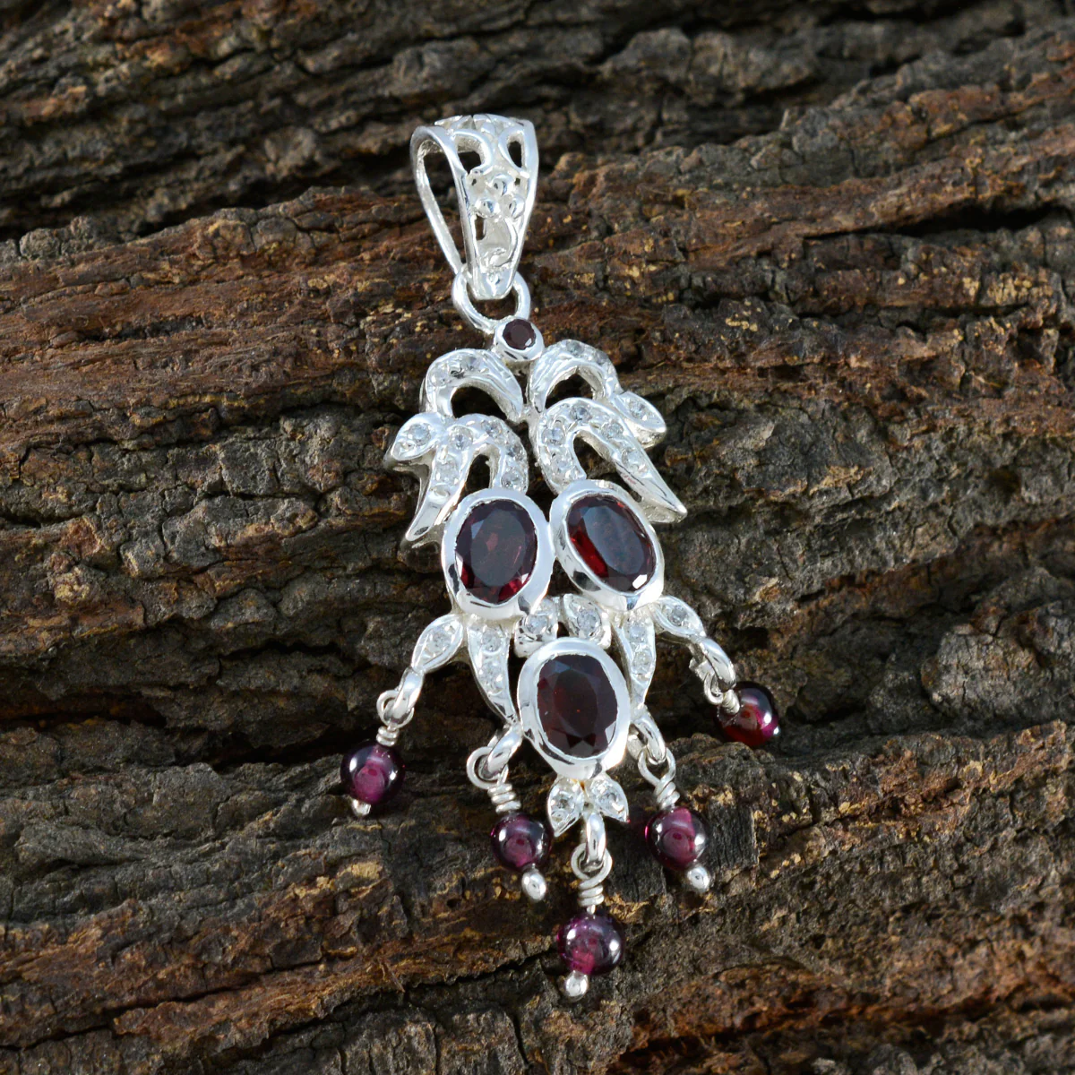 Garnet Whisper-thin Indian Silver multiple Maria Love Red Pendant Jewelry - Image 3