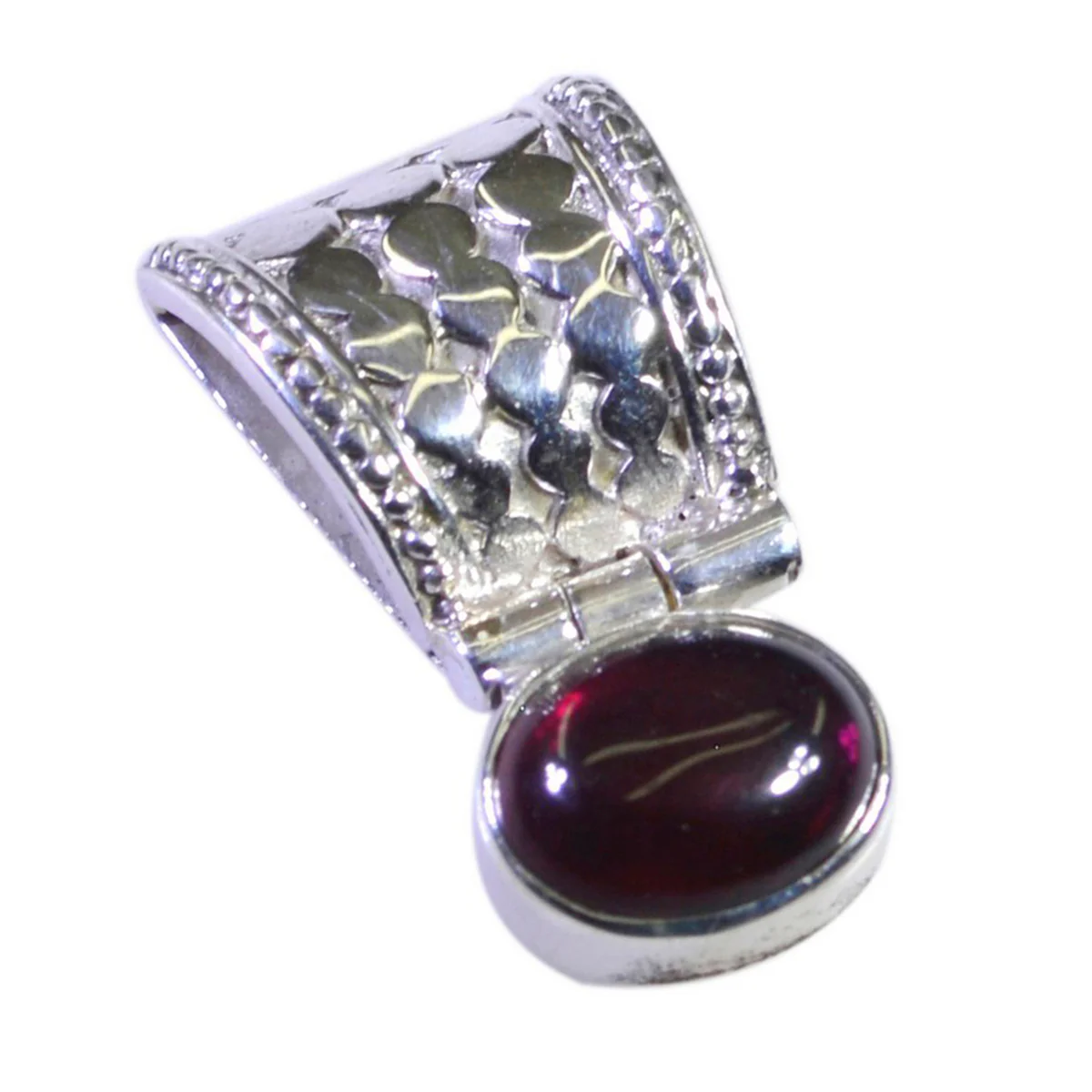 Garnet Whisper-thin Spanish Sterling Silver Solitaire Andrea Modern Red Pendant Jewellery - Image 2