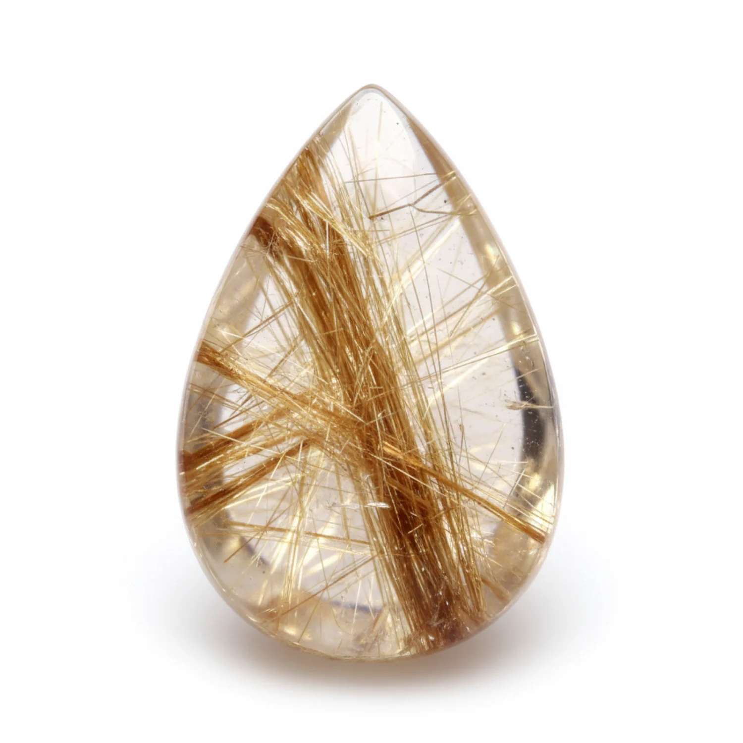Golden Rutile 1PC Large 9x11 MM Pear Cabochon Yellow Fine semi Precious Semi Precious Gemstone