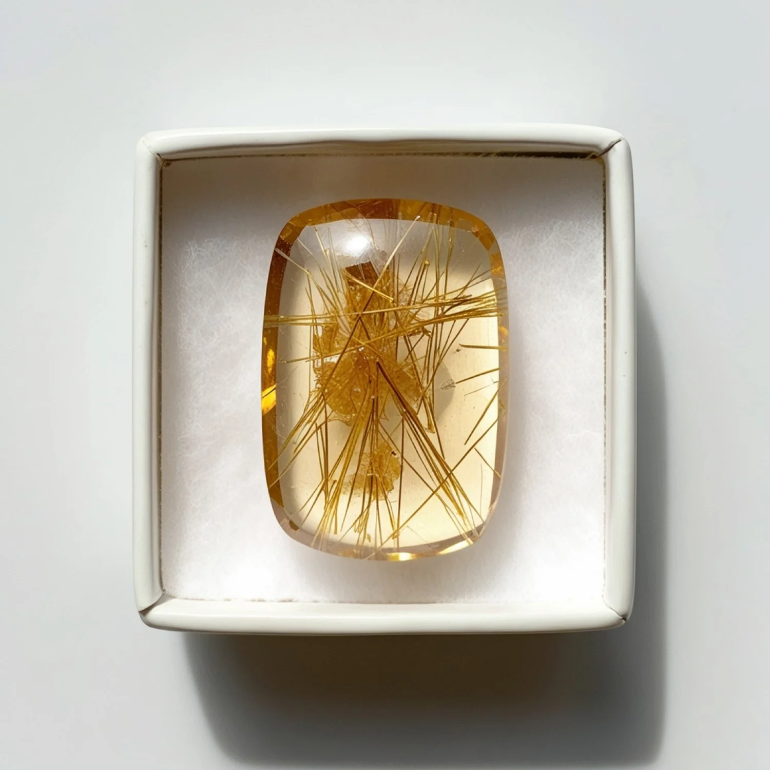 Golden Rutile 1PC Medium 8x10 MM Emerald Cabochon Yellow Genuine semi Precious Loose Gems - Image 2