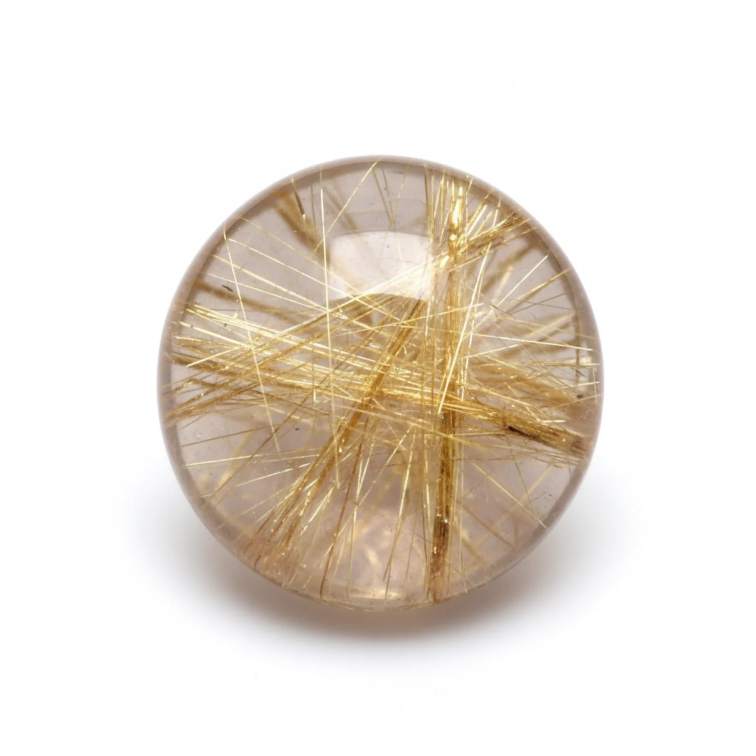 Golden Rutile 1PC Small 7x7 MM Round Cabochon Yellow Shine semi Precious Loose Gemstones