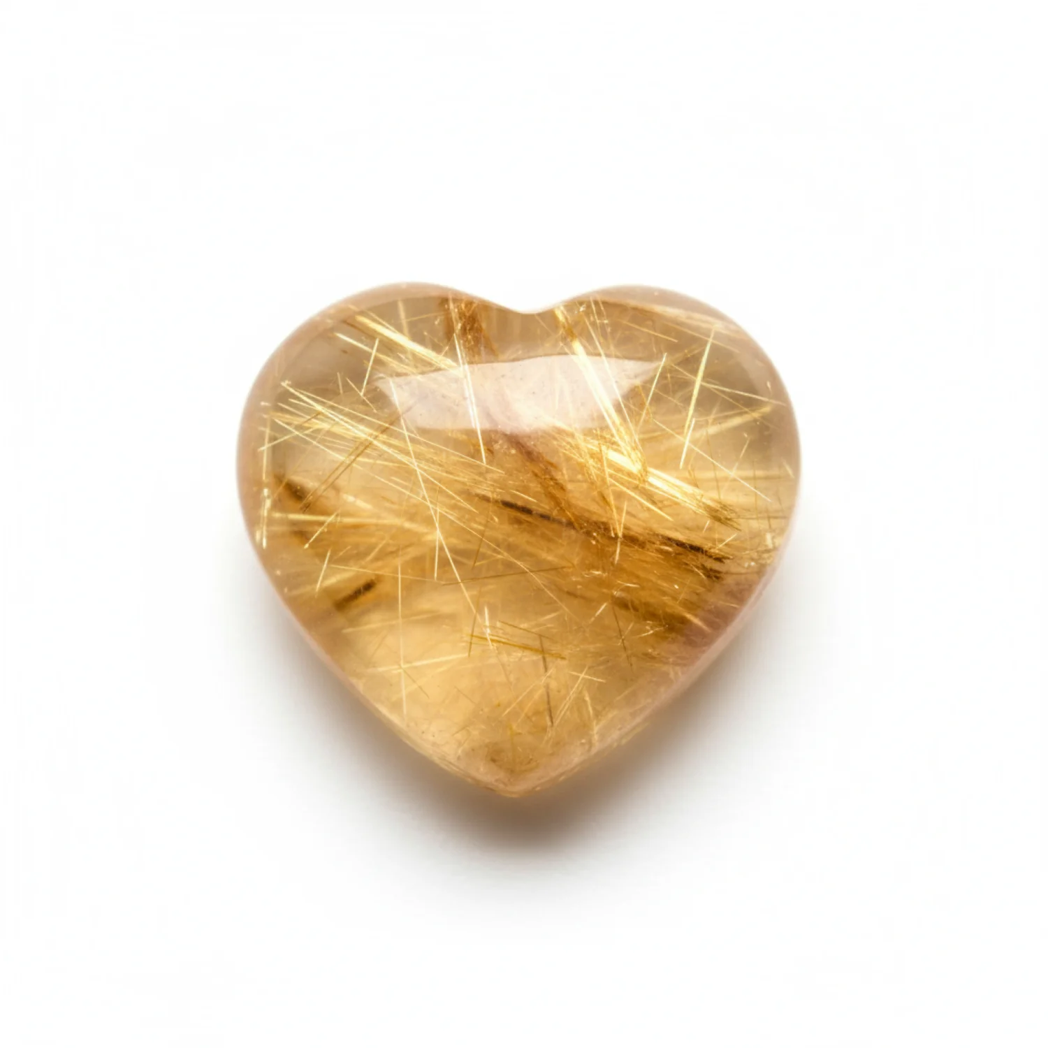 Golden Rutile 1PC Small 8x8 MM Heart Cabochon Yellow Fiery semi Precious Semi Precious Gemstone