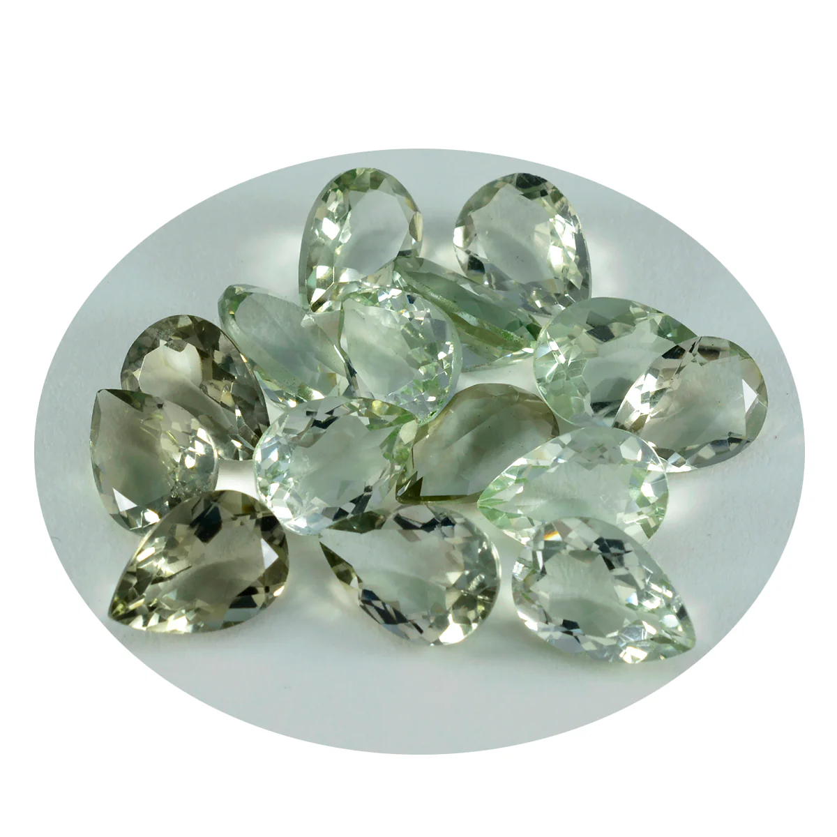 Green Amethyst 1PC Small 6x8 MM Pear Faceted Green Pure Semi Precious Loose Gemstones - Image 4