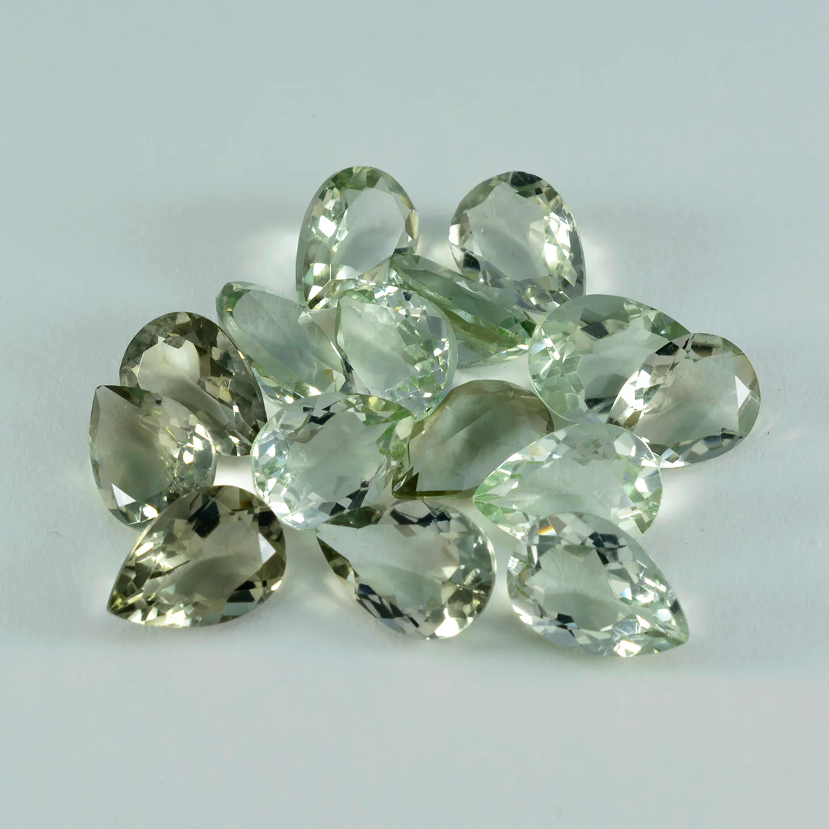 Green Amethyst 1PC Small 6x9 MM Pear Faceted Green Fiery Semi Precious Gems - Image 2