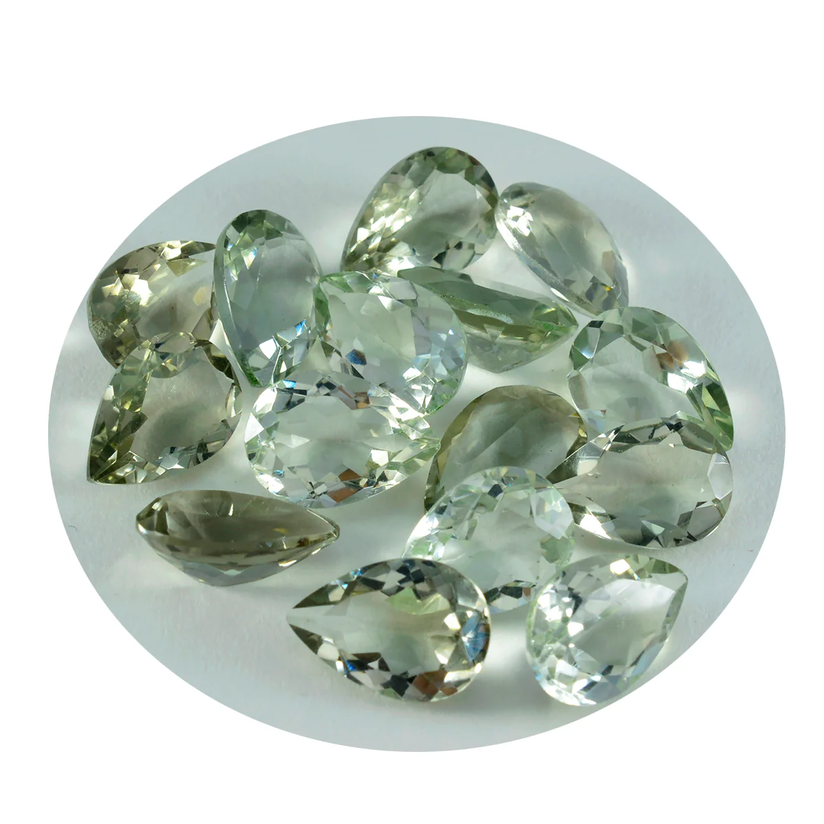 Green Amethyst 1PC Small 7x9 MM Pear Faceted Green Brilliant Semi Precious Loose Gems - Image 2