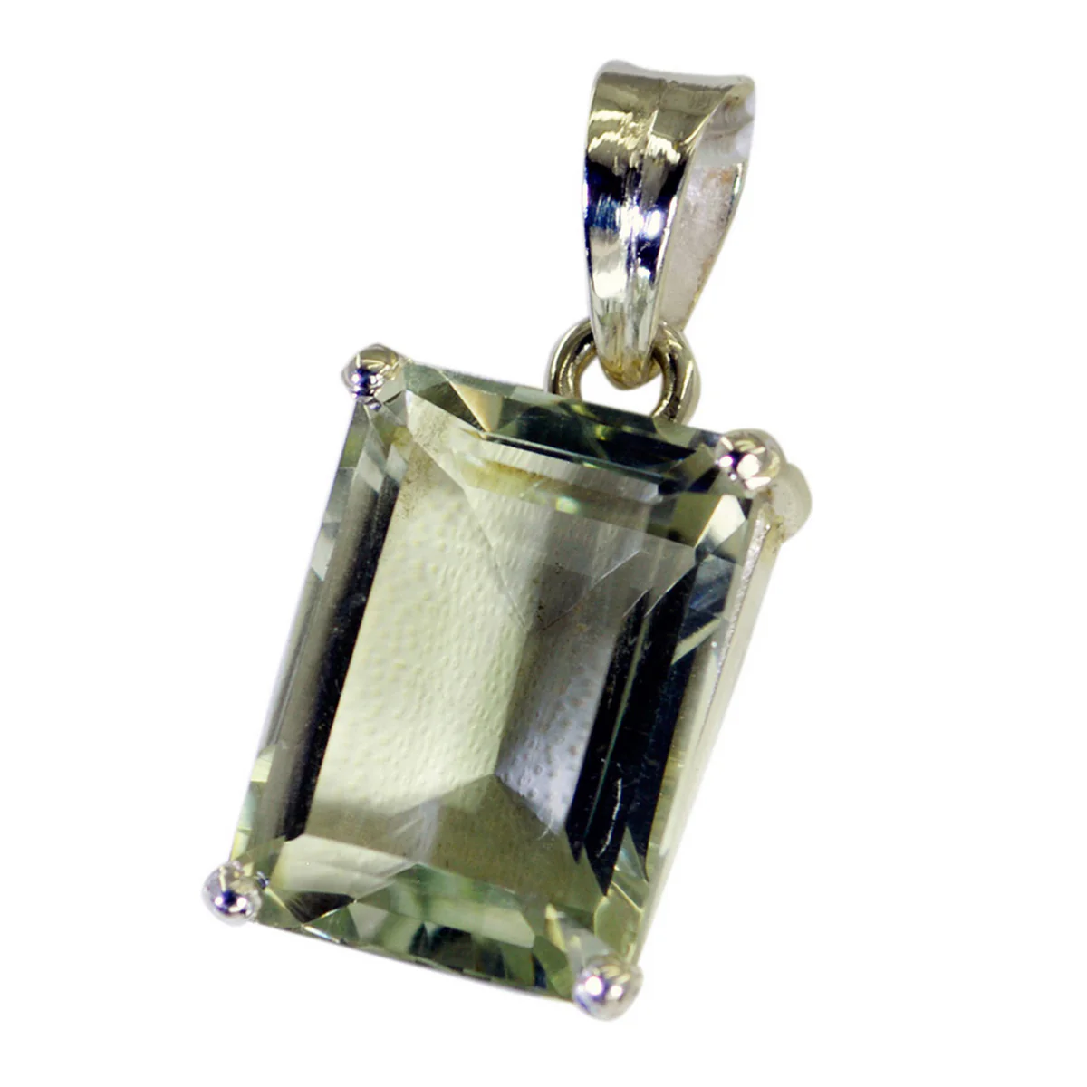 Green Amethyst Elegant Korean Silver Solitaire Rina Signet Green Pendant Jewelry - Image 3