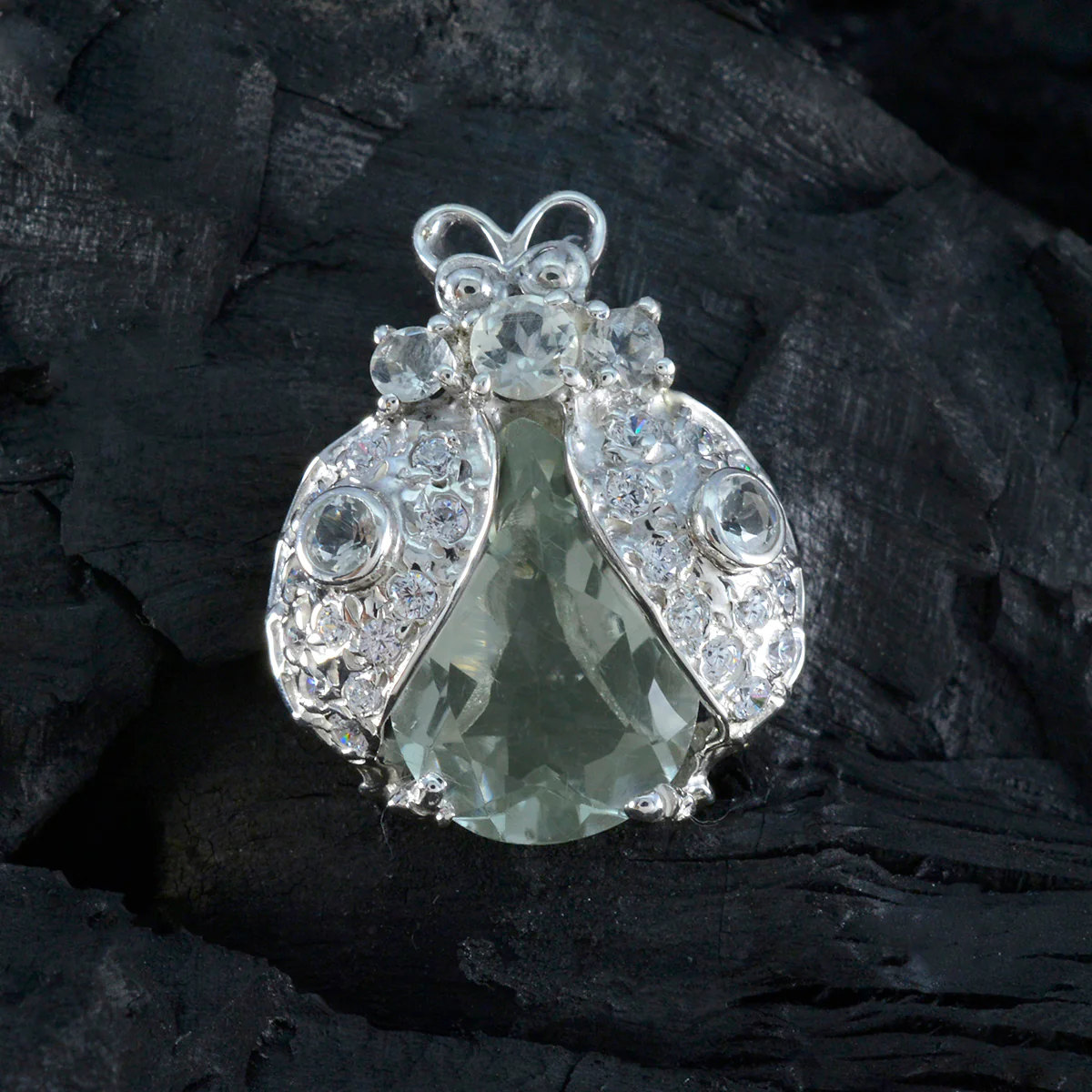 Green Amethyst Featherlight African 925 Silver multiple Olivia Heart Green Pendant Jewelry - Image 3