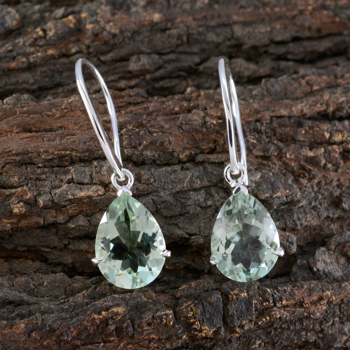 Green Amethyst French Gabriela Solitaire Dangle Green Silver Earring - Image 3