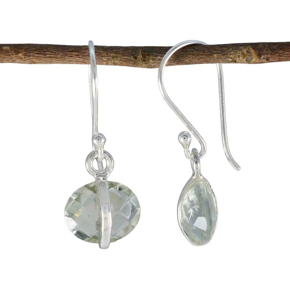 Green Amethyst German Lily Solitaire Dangle Green Sterling Silver Earring