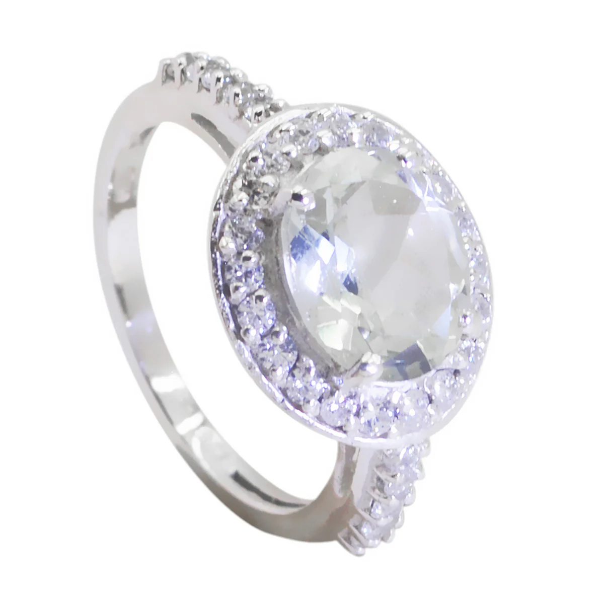 Green Amethyst Halo Japanese 925 Silver Green Gemstones Whisper-thin Sophisticated Ring Jewelry - Image 2