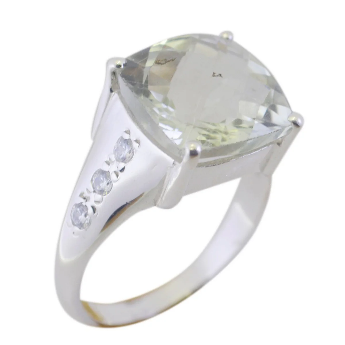 Green Amethyst Halo Moroccan 92.5 Silver Green Gems Versatile Abstract Ring Jewelry - Image 2