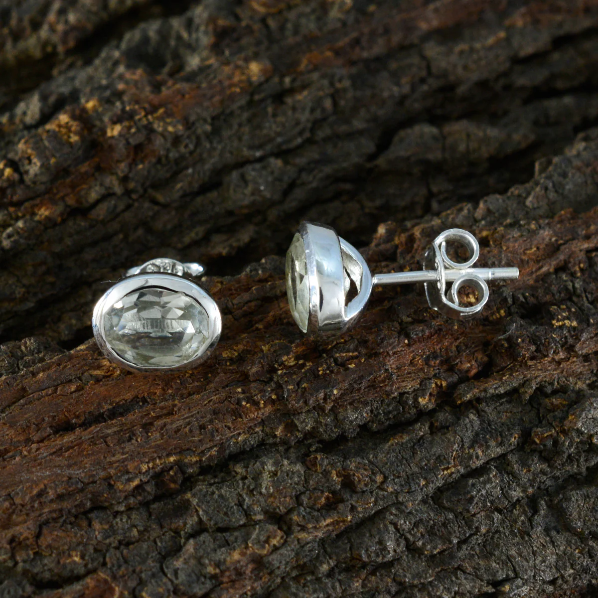 Green Amethyst Italian Hye-jin Solitaire Stud Green 925 Silver Earring - Image 3
