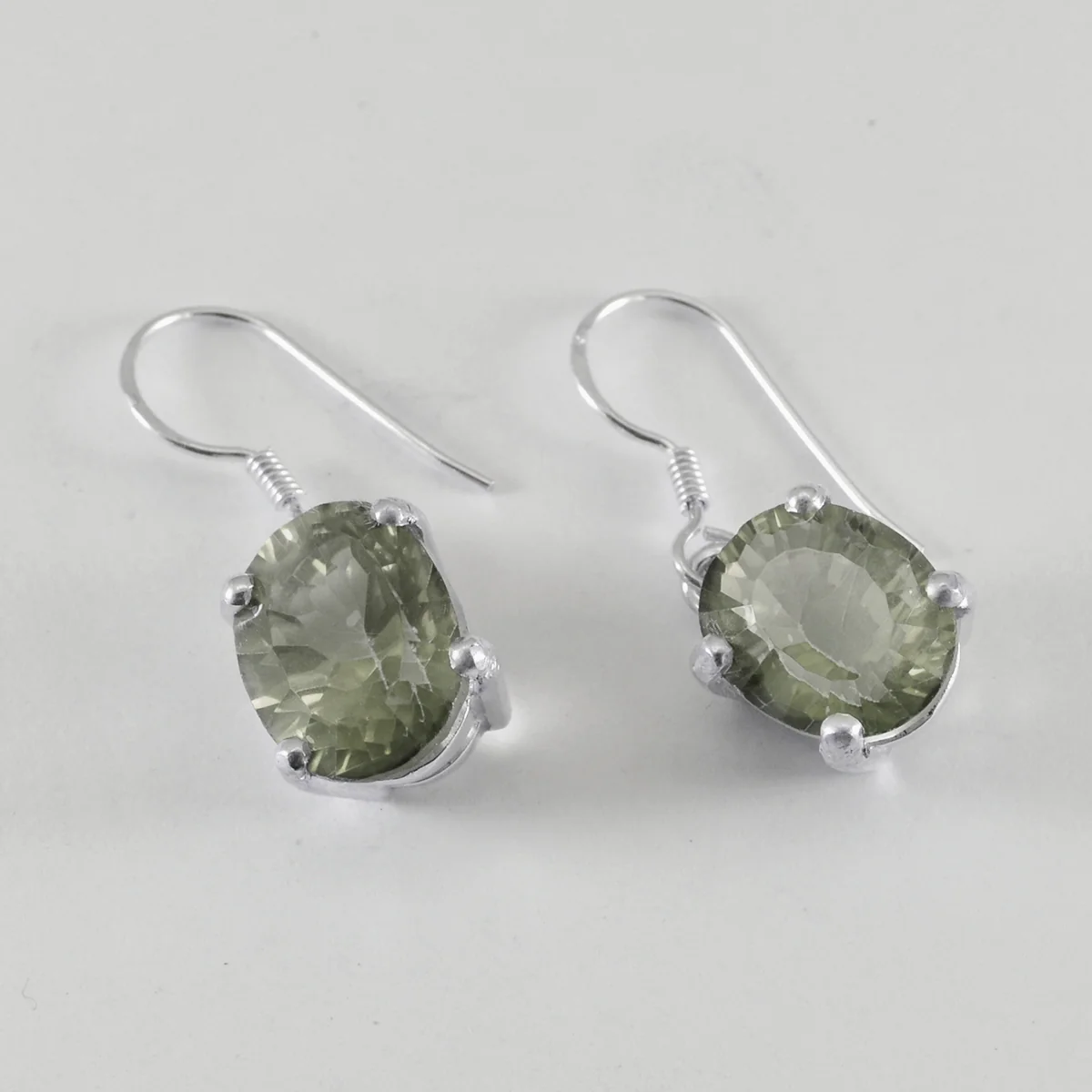 Green Amethyst Mexican Haruka Solitaire Dangle Green 925 Sterling Silver Earring - Image 2
