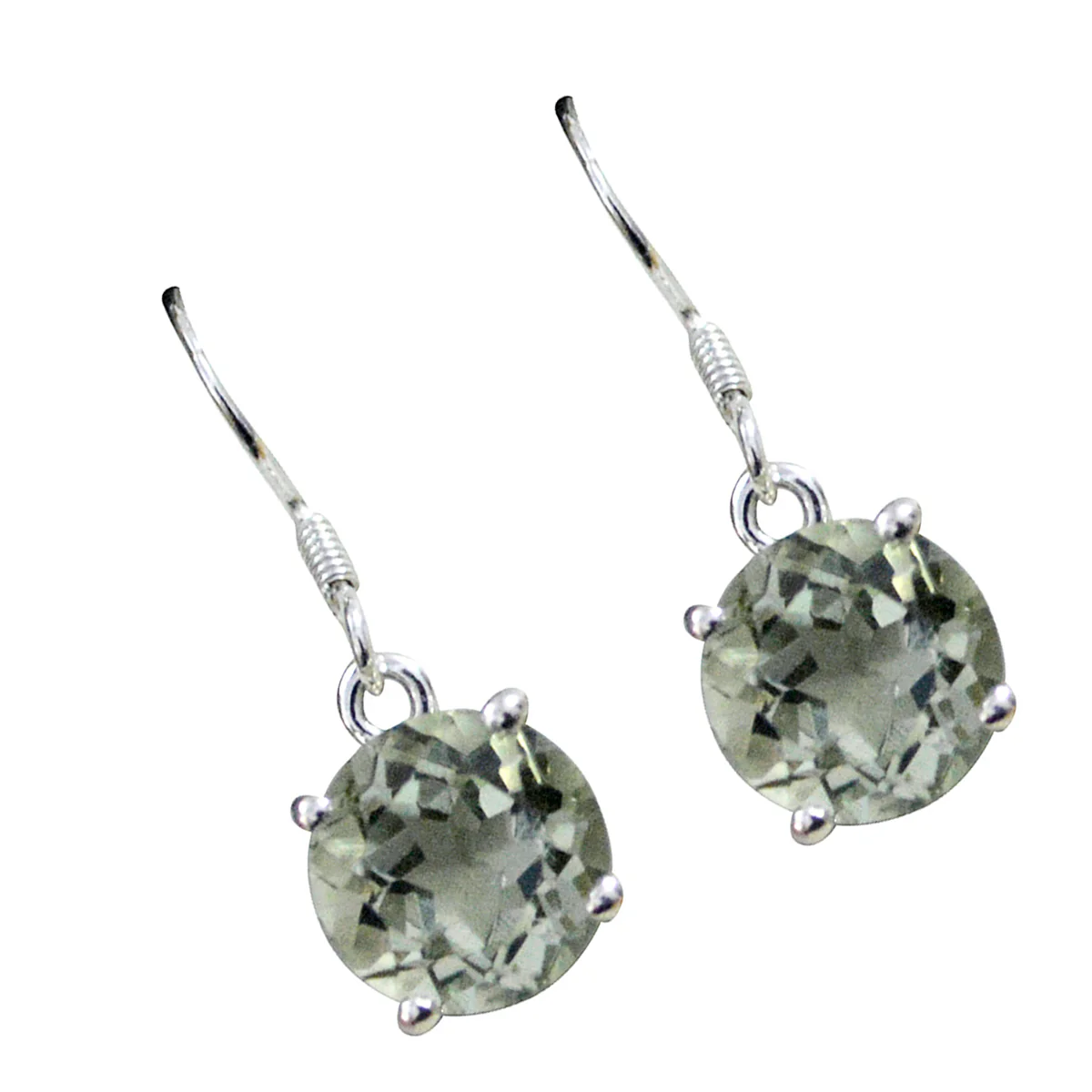 Green Amethyst Russian Bianca Solitaire Dangle Green 925 Silver Earring - Image 3