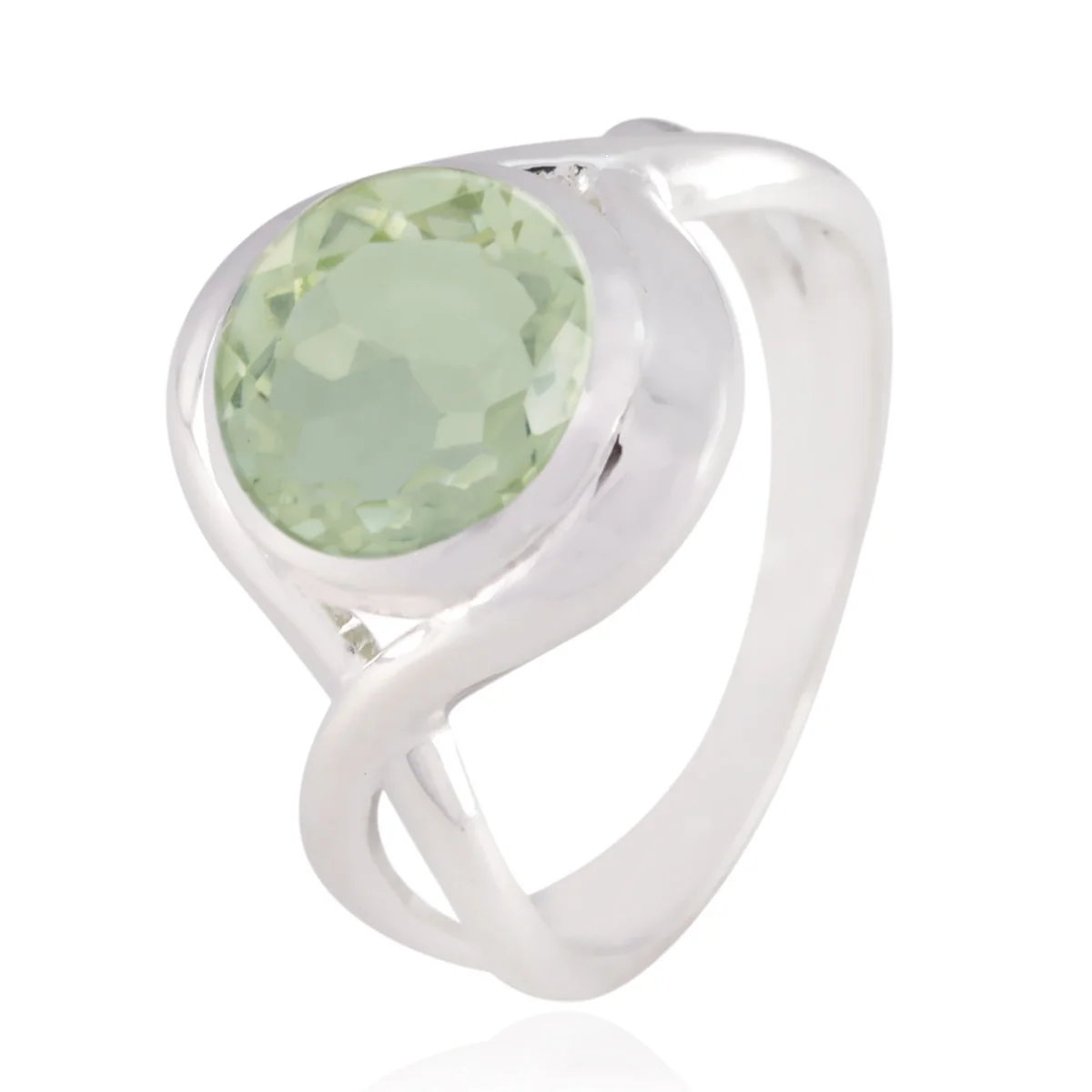 Green Amethyst Solitaire African 925 Silver Green Gemstone Classic Feminine Ring Jewellery - Image 2