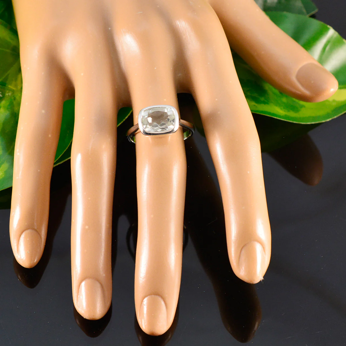 Green Amethyst Solitaire African 925 Silver Green Gemstones Slim Graceful Ring Jewellery - Image 5
