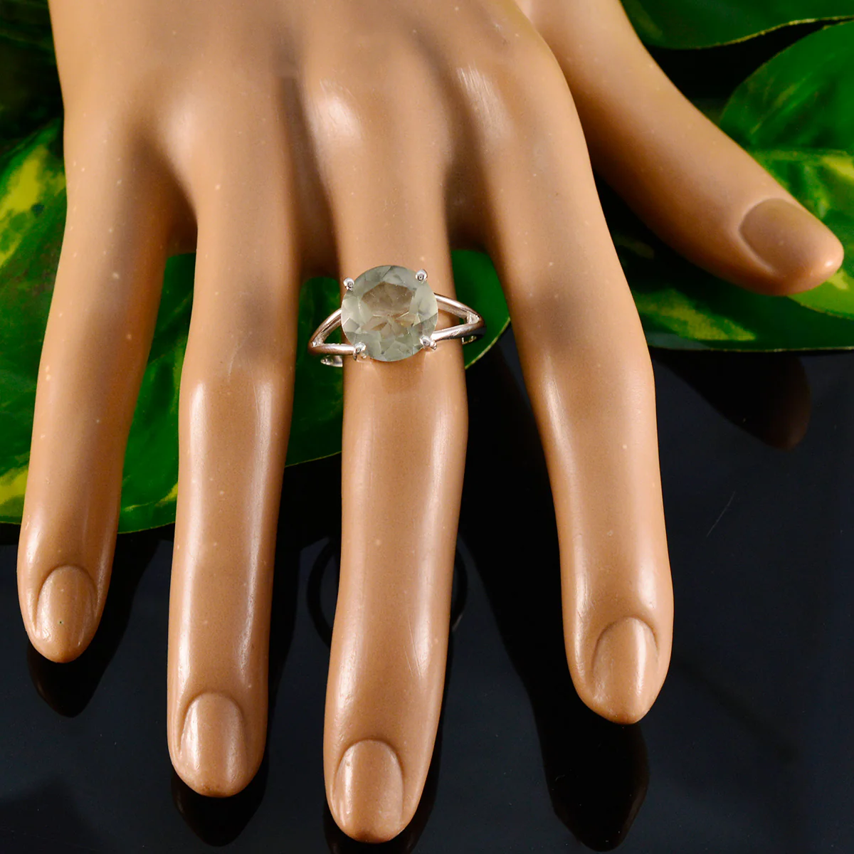 Green Amethyst Solitaire African Sterling Silver Green Gemstones Featherlight Luxurious Ring Jewelry - Image 5