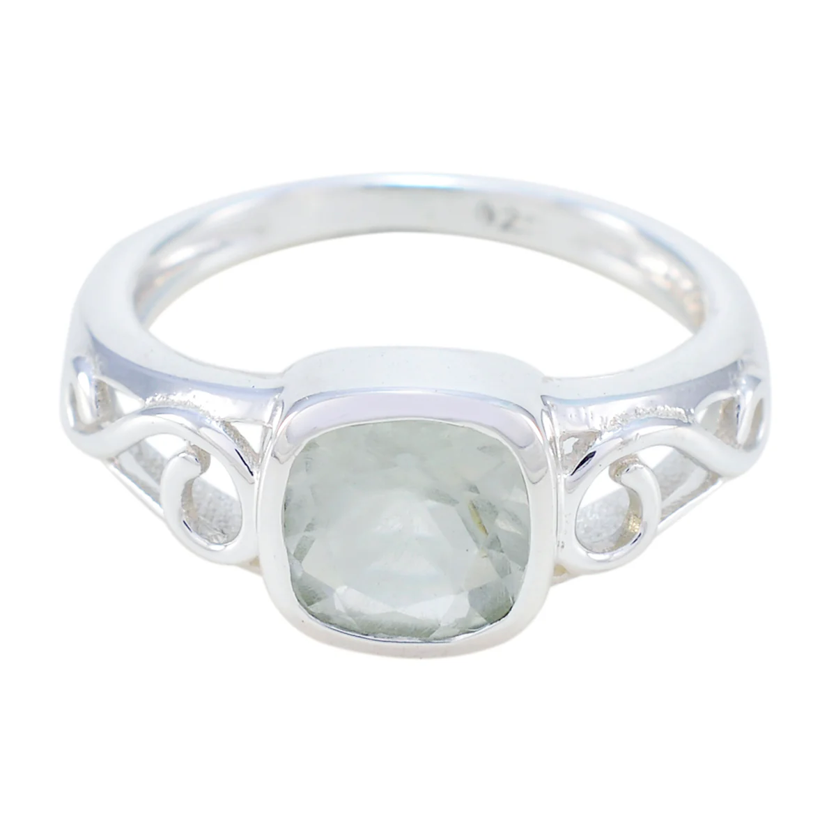 Green Amethyst Solitaire American 92.5 Silver Green Gems Whisper-thin Fairytale Ring Jewelry