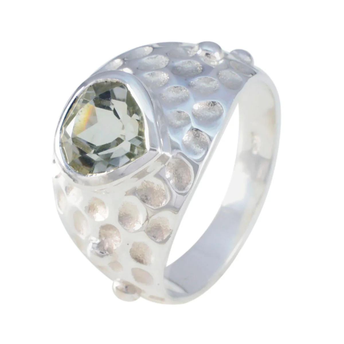 Green Amethyst Solitaire Egyptian Silver Green Gems Classic Luxurious Ring Jewellery - Image 2