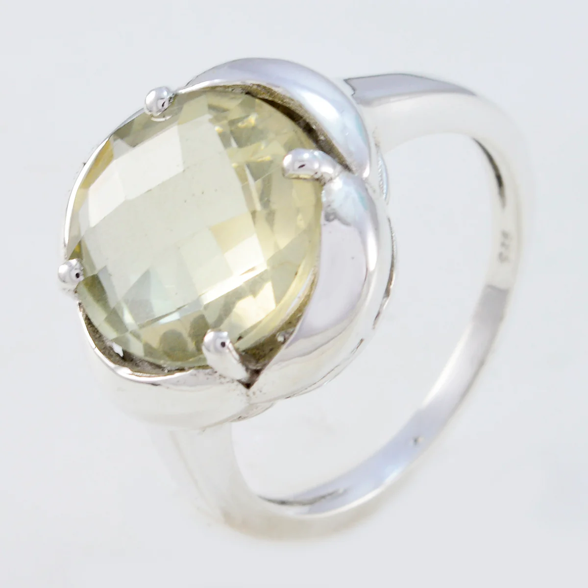 Green Amethyst Solitaire Egyptian Sterling Silver Green Gemstone Minimal Fairytale Ring Jewelry - Image 2