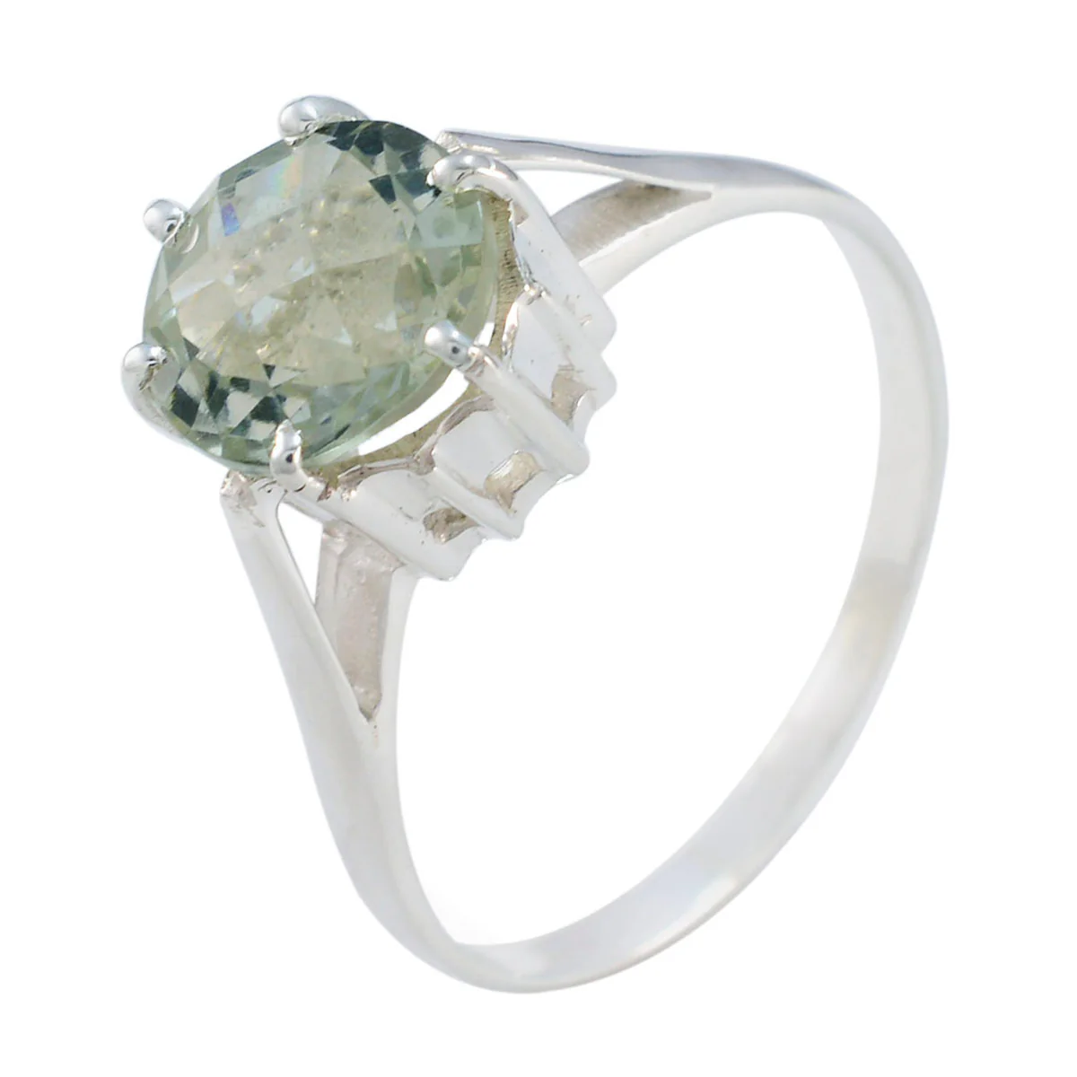 Green Amethyst Solitaire Egyptian Sterling Silver Green Gemstones Slim Fairytale Ring Jewellery - Image 2